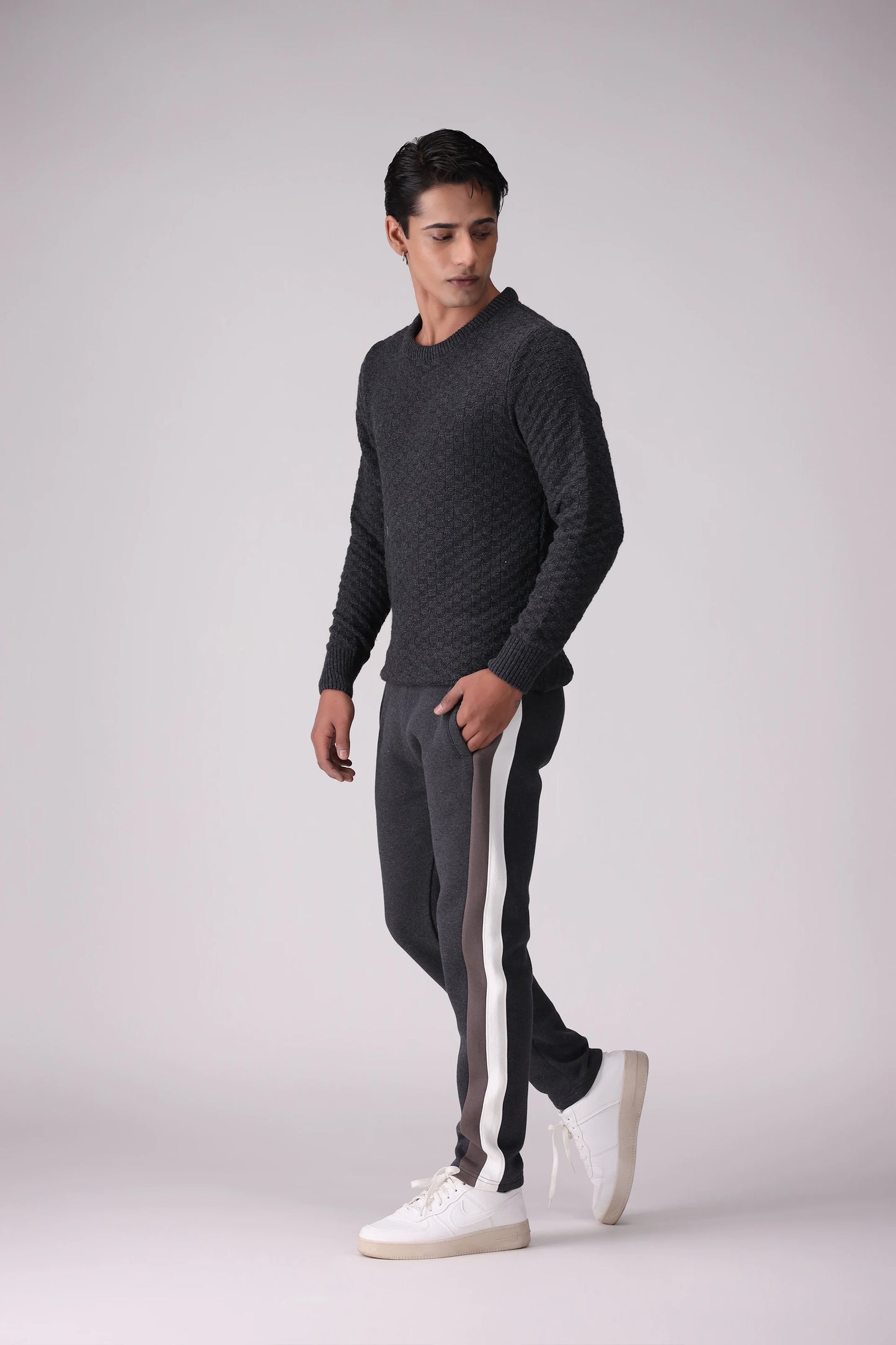 Textured Knitted Ribbed Sweater Men Sweater Winter 2024 Knit Story COUGAR- (Men Winter 2024)