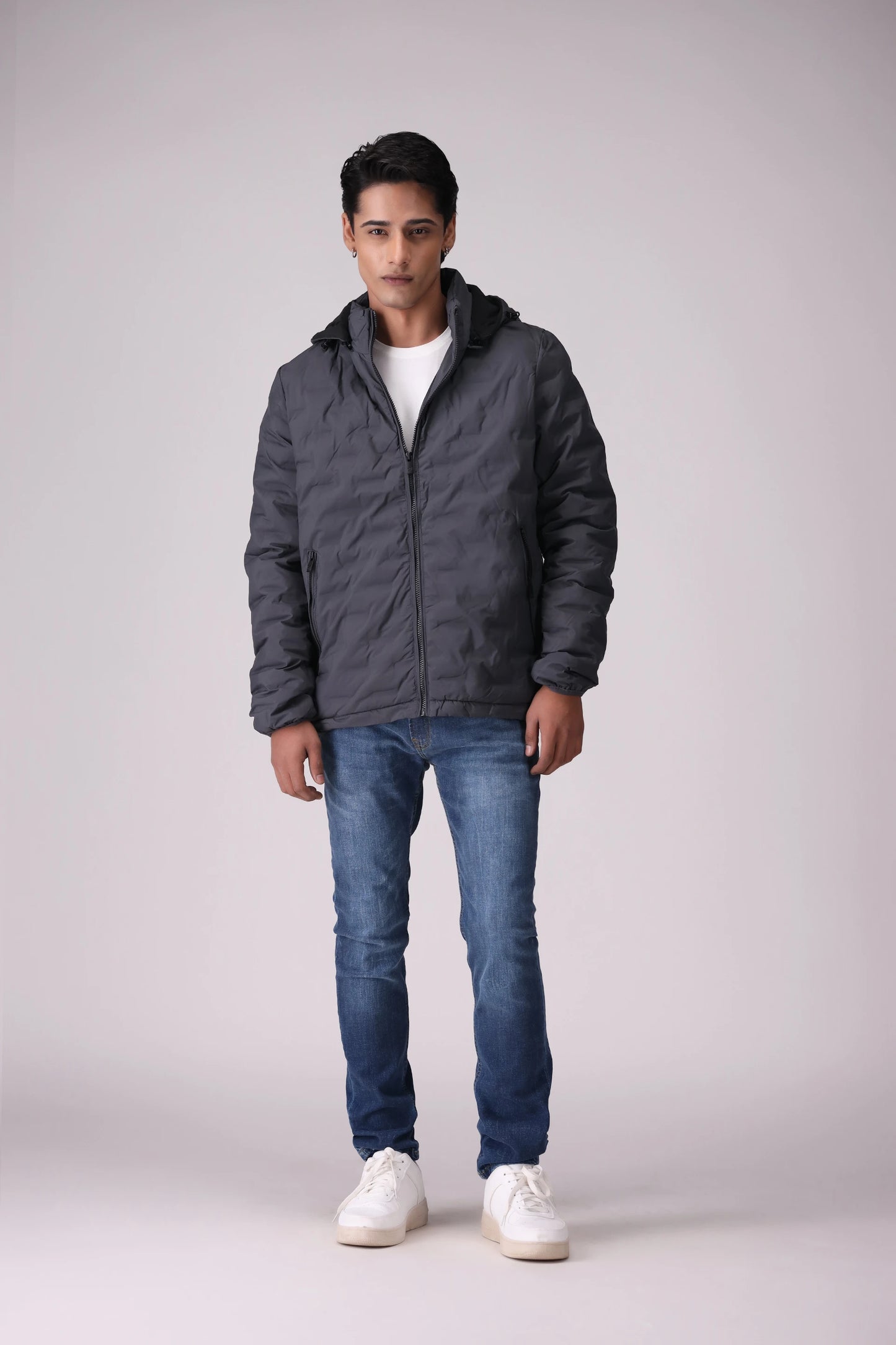 Quilted Hooded Jacket Men China-Jacket Winter 2024 Knit Story COUGAR- (Men Winter 2024)