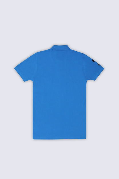 Blue Embroidered Polo Men Polo Summer V-1 2024 AURA COUGAR   