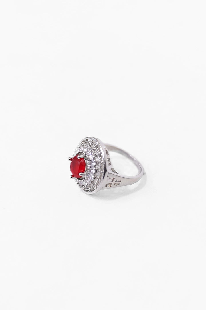 Round Shape Red Stone Ring - Cougar Clothing