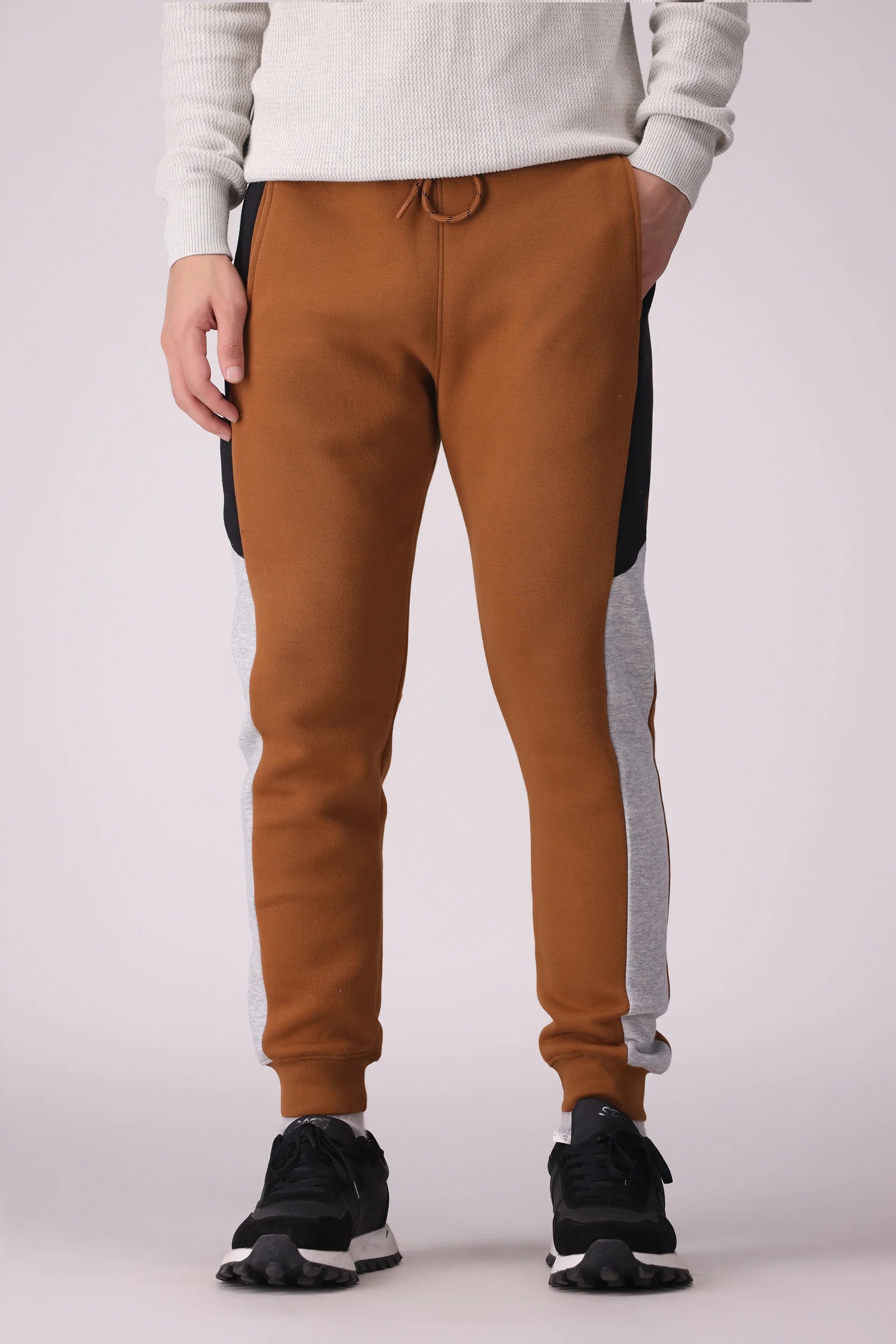 Slim Fit Striped Fleece Jogger Pants Men Trouser Winter 2024 Knit Story COUGAR- (Men Winter 2024)