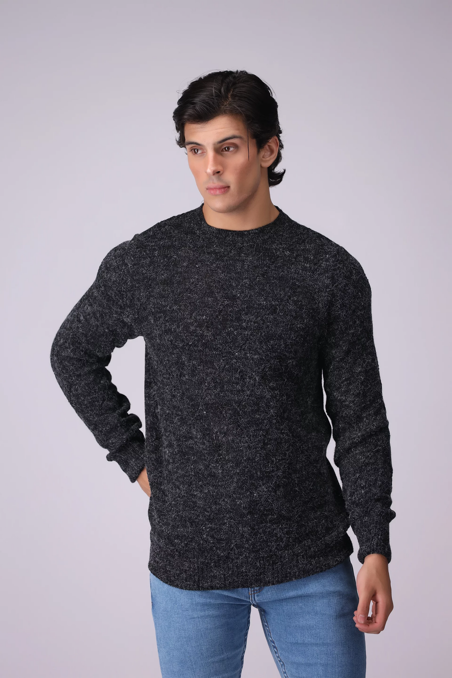 Diamond Pattern Angora Sweater Men Sweater Winter 2024 Knit Story COUGAR- (Men Winter 2024)   