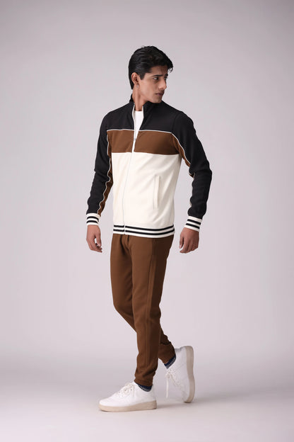 Color Block Interlock Jacket Men Jacket Winter 2024 Knit Story COUGAR- (Men Winter 2024)