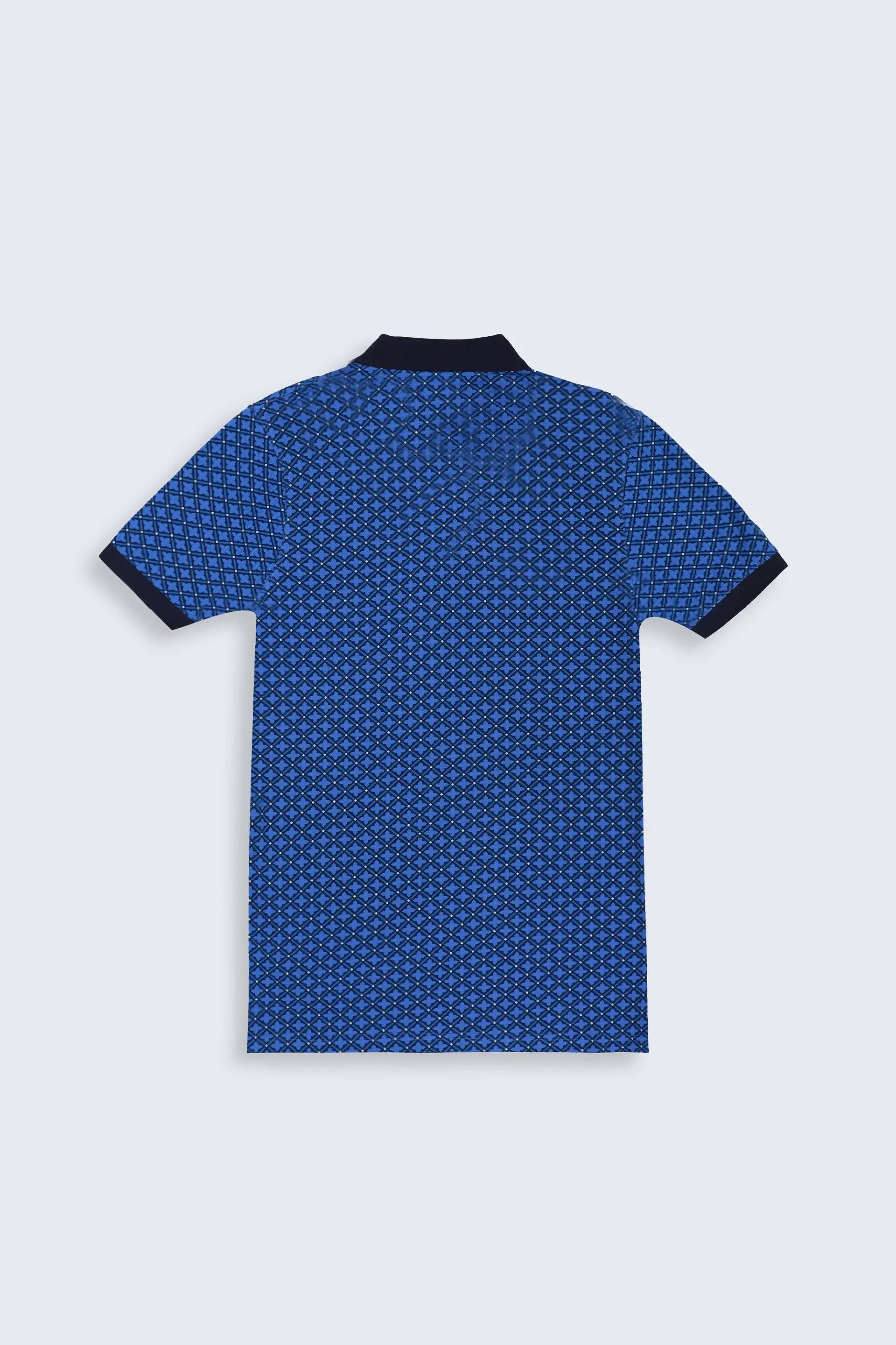 Blue Printed Polo Men Polo Summer V-2 2024 URBAN STATION COUGAR   