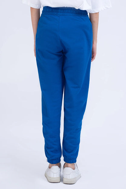 Blue Script Jogger Pants Women Trouser Summer V-3 2024 BACKDROP COUGAR- (Women V3 2024)   