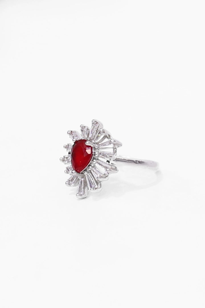 Drop Shape Red Stone Ring - Cougar Clothing