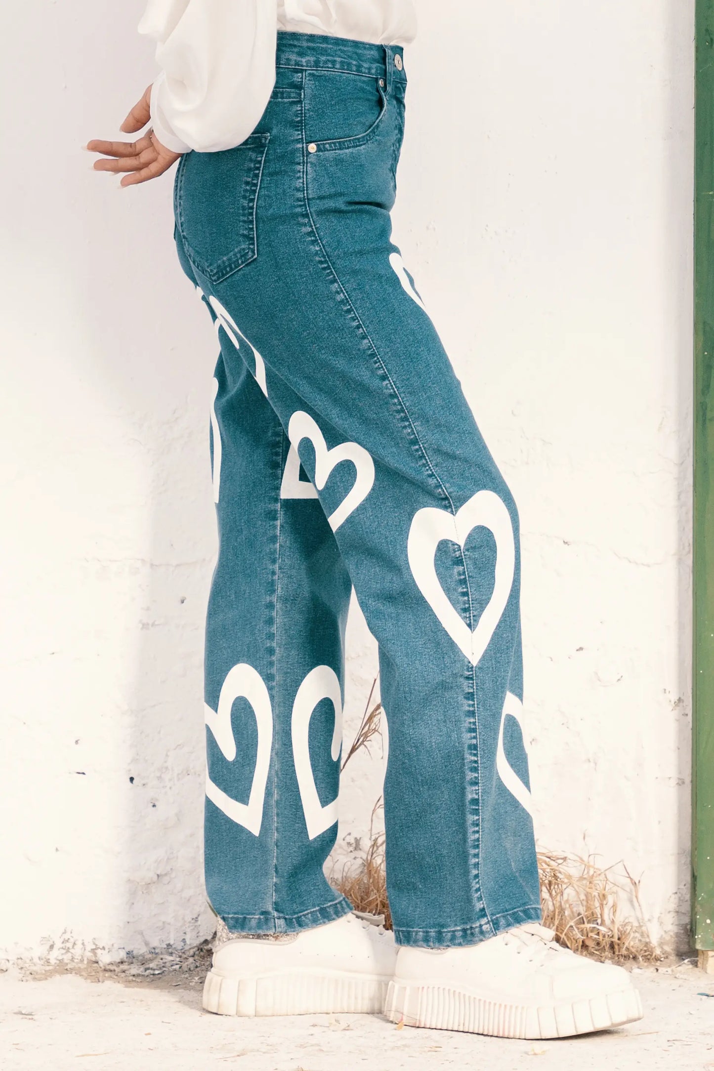 Blue Heart Printed Jeans Women Jeans Summer V-2 2024 URBAN STATION COUGAR   