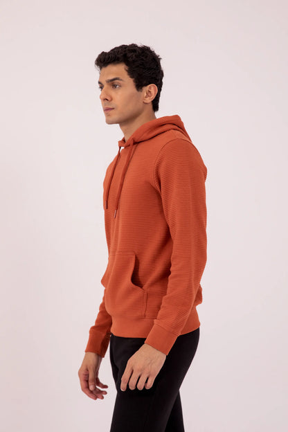 Ottoman Knit T-Shirt With Hood Men Tee Fall 2024 Core Comfort COUGAR- (Men Fall 2024)   