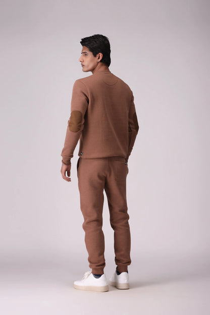 Fleece Sweatshirt With Elbow Patches Men Sweatshirt Winter 2024 Knit Story COUGAR- (Men Winter 2024)