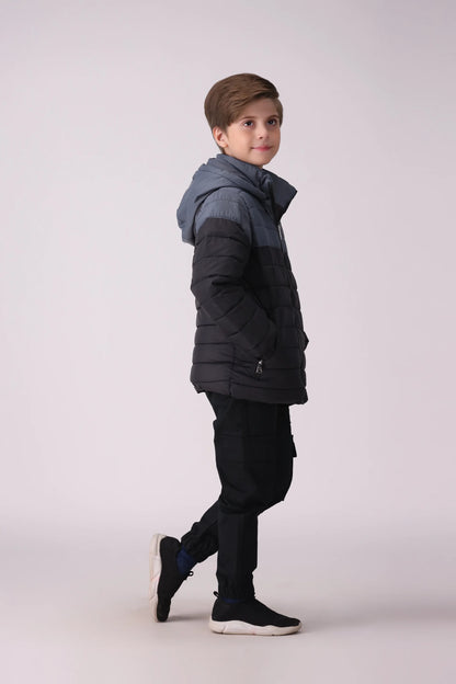 Color Block Jacket With Detachable Hood Boy Jacket Winter 2024 COUGAR- (Boy Junior Winter 2024)