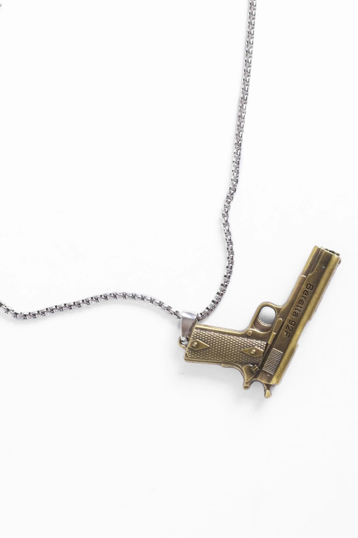 Golden Pistol Pendent Chain Necklace - Cougar Clothing