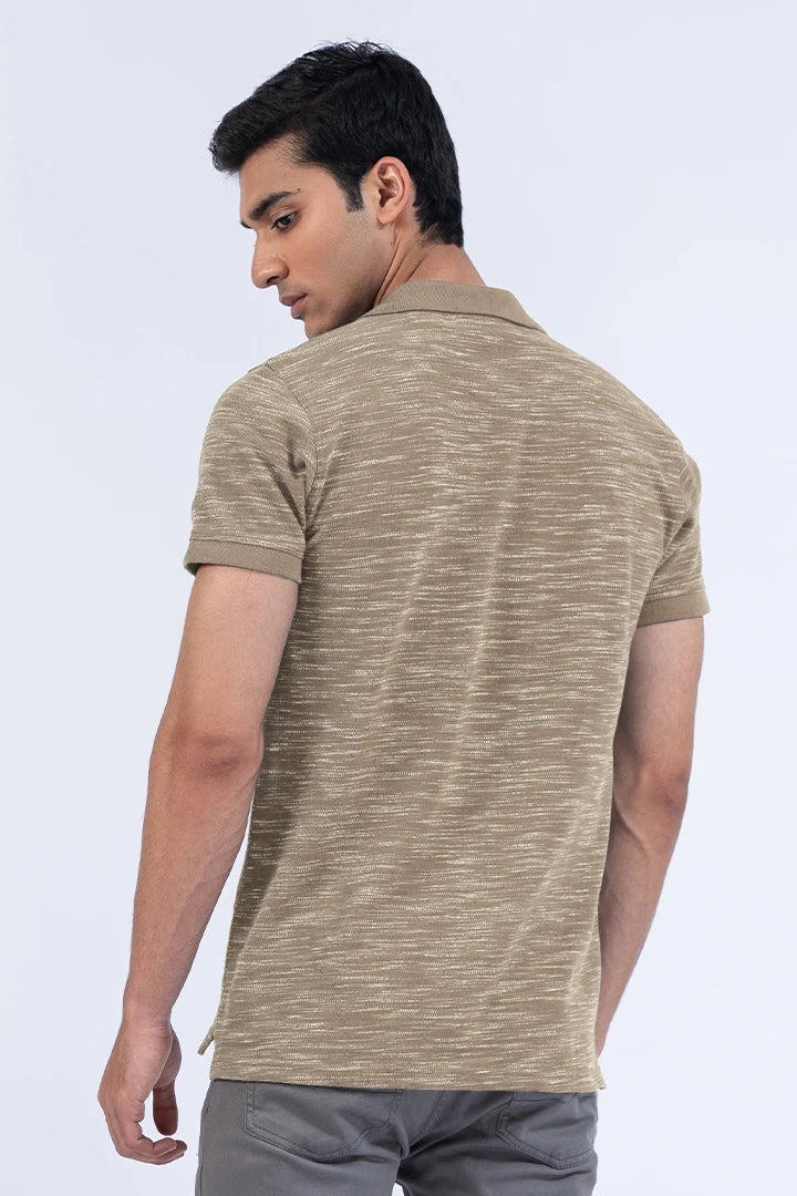 Textured Polo Men Polo Summer V-2 2024 URBAN STATION COUGAR   