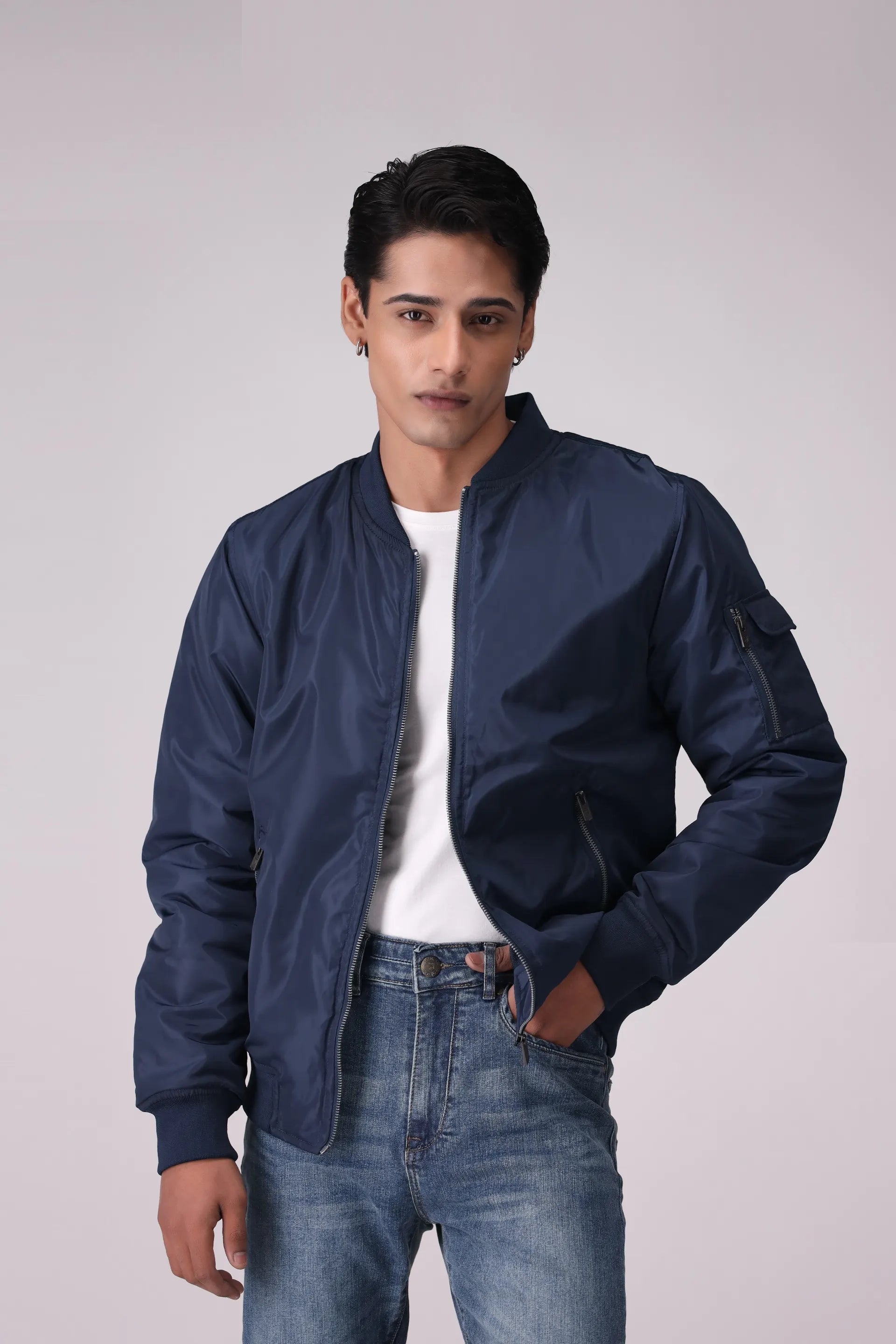 Bomber Jacket With Zipper Pockets Men Jacket Winter 2024 Knit Story COUGAR- (Men Winter 2024)