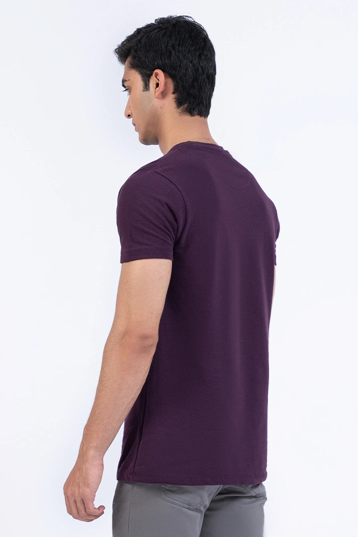 Purple Regular Fit Scripted T-Shirt Men Tee Summer V-1 2024 AURA COUGAR   