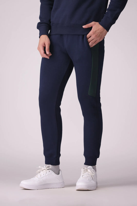 Knitted Jogger Pants With Half Stripe Men Trouser Winter 2024 Knit Story COUGAR- (Men Winter 2024) S Navy Men