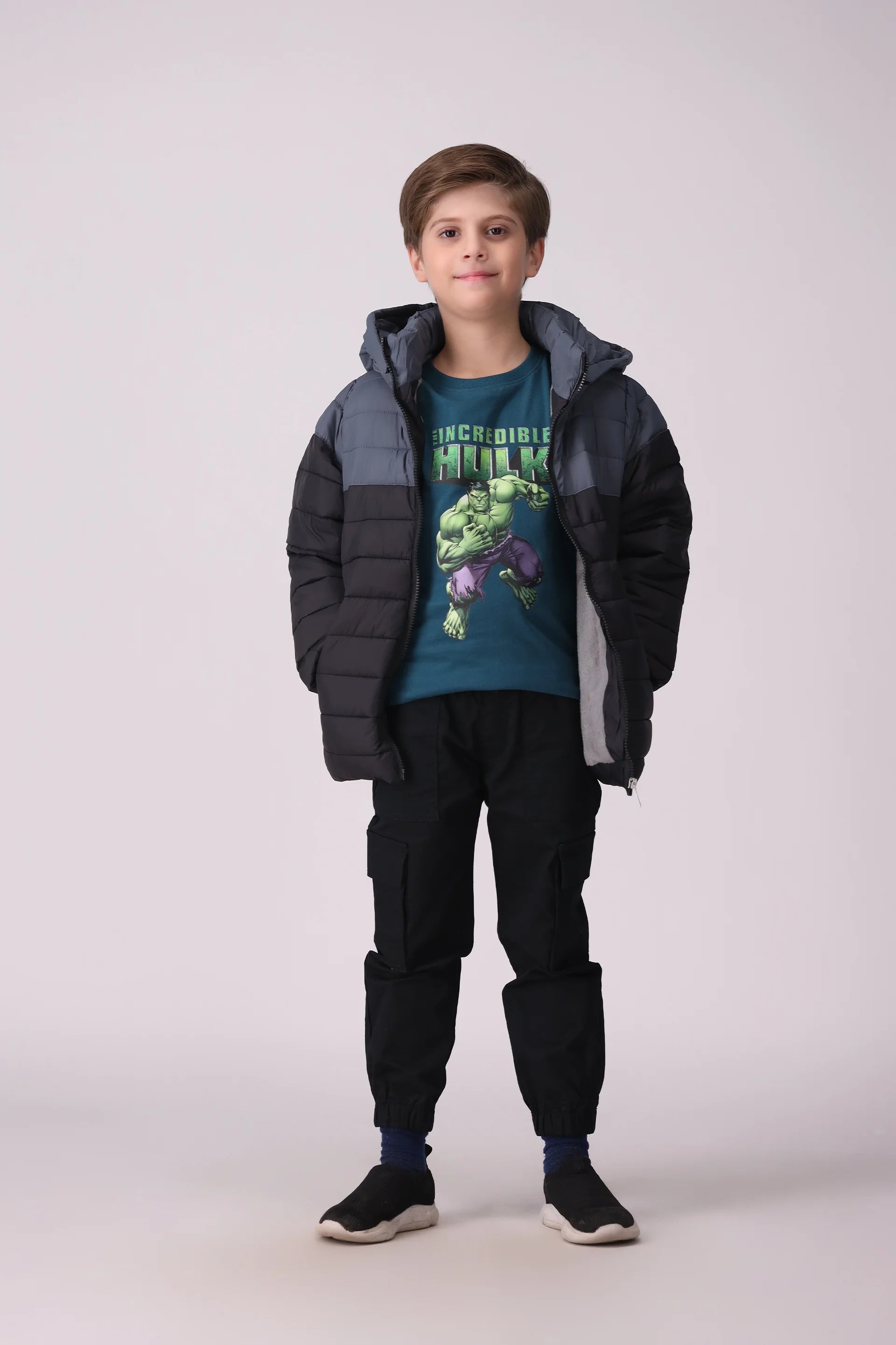 Color Block Jacket With Detachable Hood Boy Jacket Winter 2024 COUGAR- (Boy Junior Winter 2024)