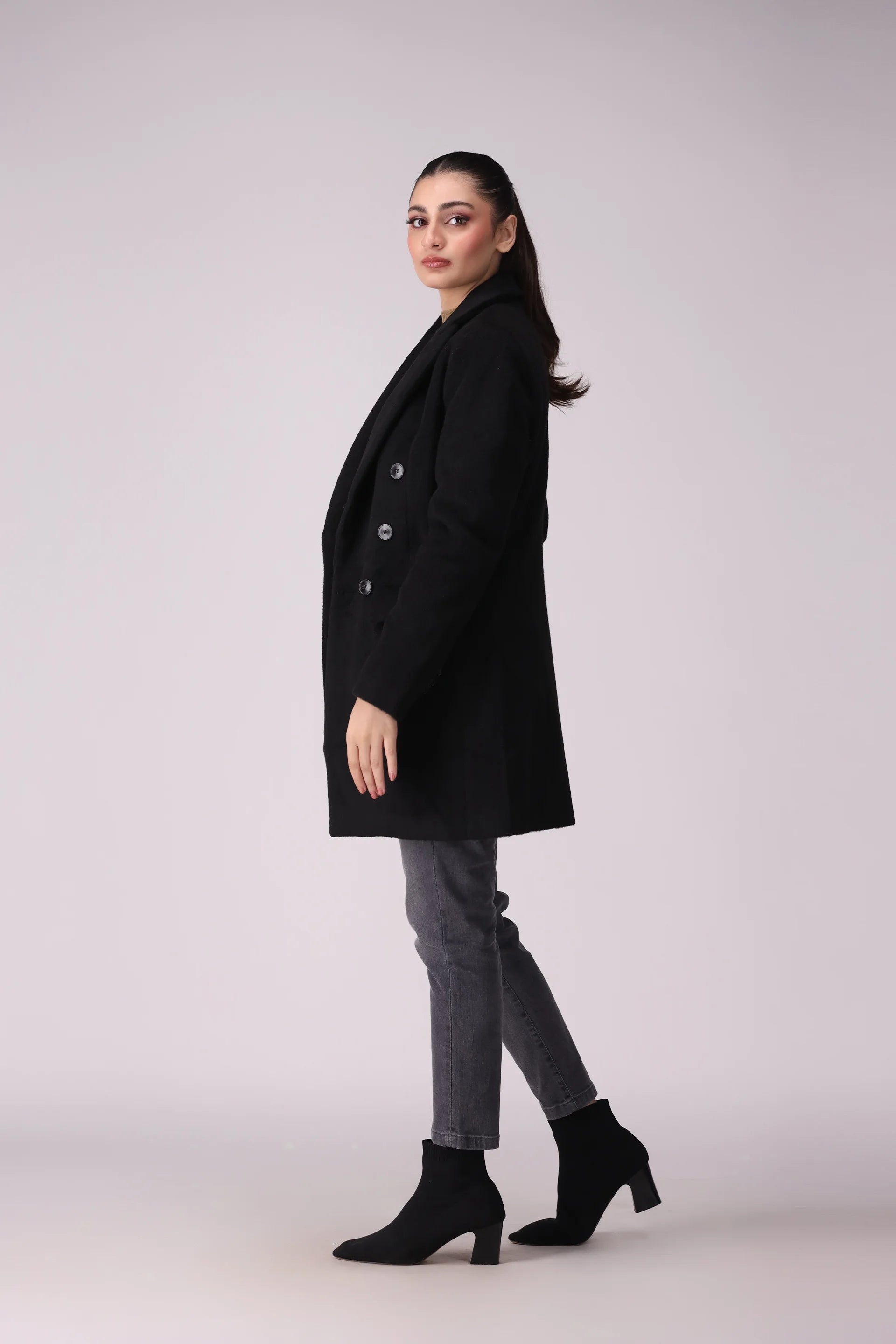 Plush Twill Coat Women Coat Winter 2024 Knit Story COUGAR- (Women Winter 2024)