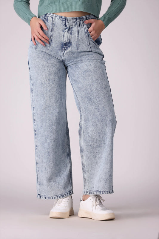 Straight Fit Acid Wash Jeans