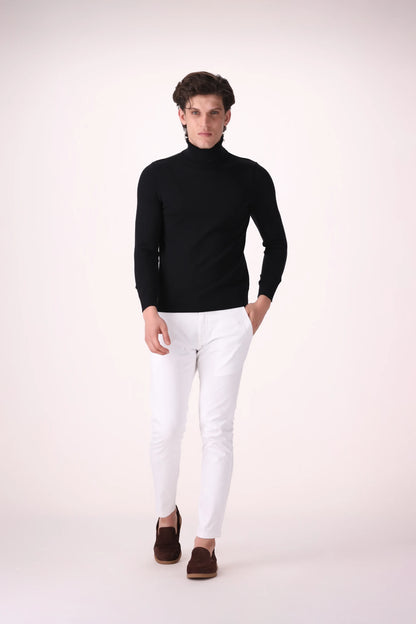 Extra Fine Roll Neck Sweater Luxury Men Sweater COUGAR (MEN OLD MONEY W24)