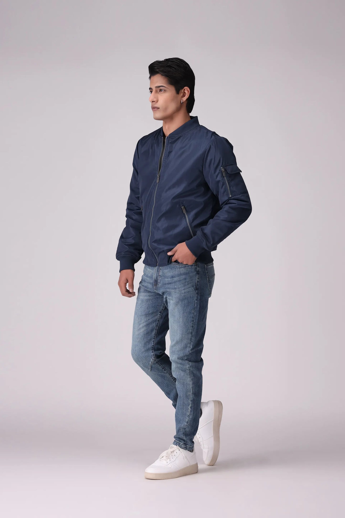 Bomber Jacket With Zipper Pockets Men Jacket Winter 2024 Knit Story COUGAR- (Men Winter 2024)