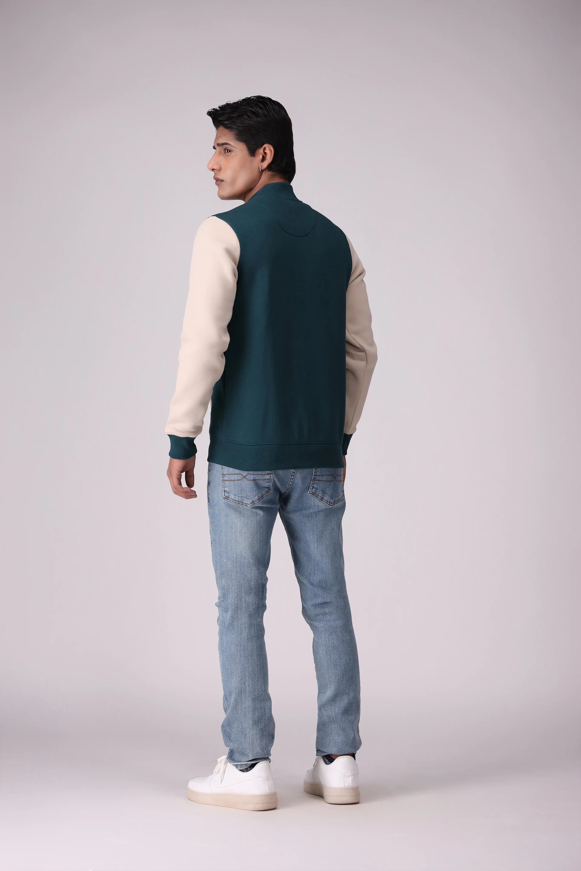 Contrast Sleeved Varsity Jacket Men Jacket Winter 2024 Knit Story COUGAR- (Men Winter 2024)