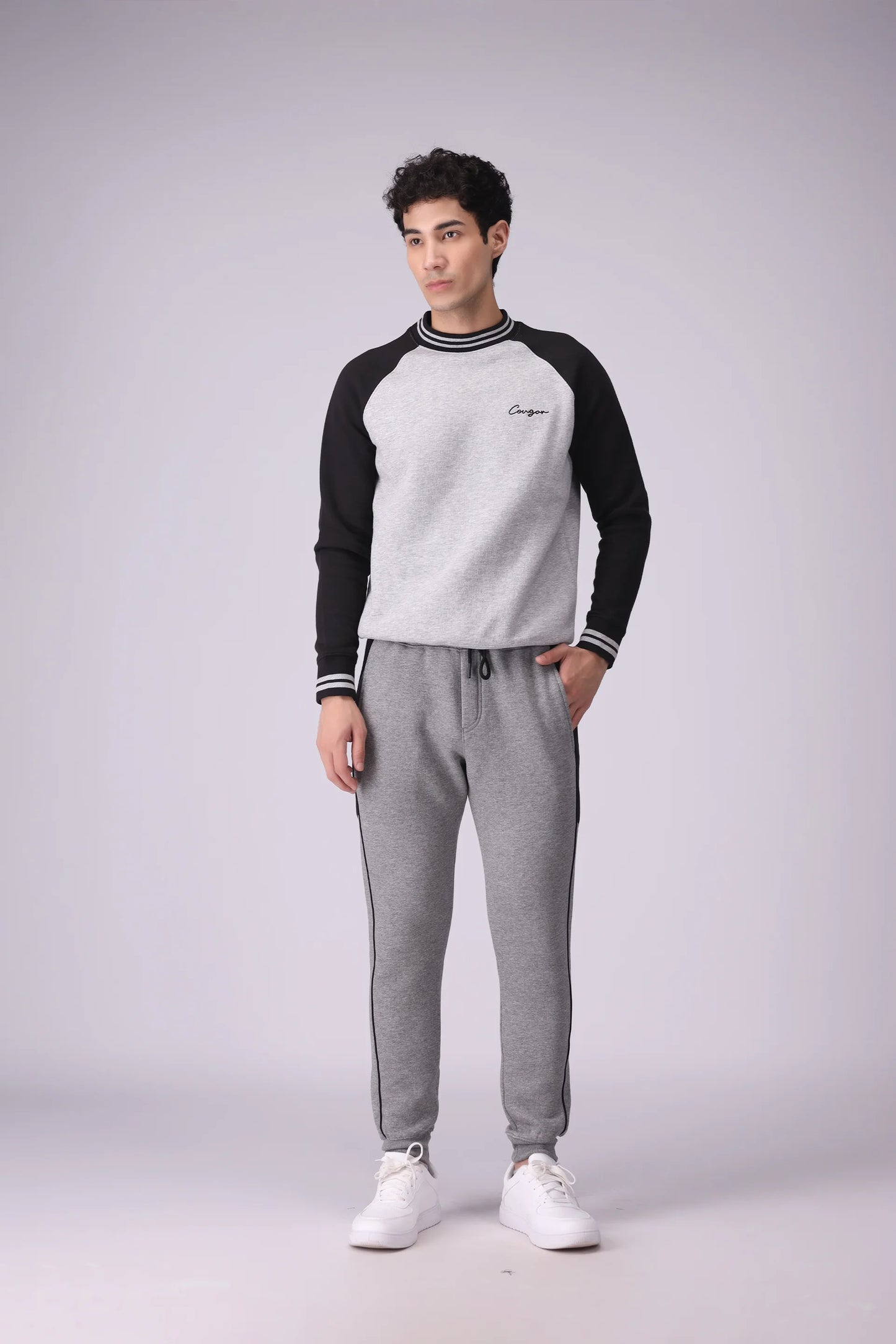 Half Striped Jogger Pants Men Trouser Winter 2024 Knit Story COUGAR- (Men Winter 2024)   