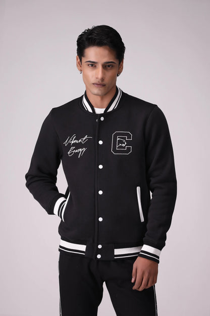 Varsity Jacket Men Jacket Winter 2024 Knit Story COUGAR- (Men Winter 2024) M Black Men