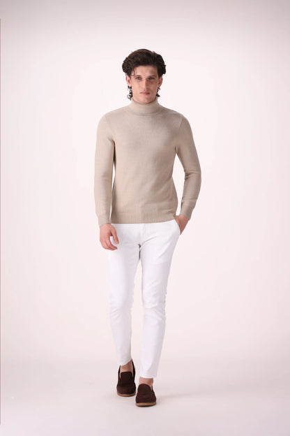 Extra Fine Roll Neck Sweater Luxury Men Sweater COUGAR (MEN OLD MONEY W24)