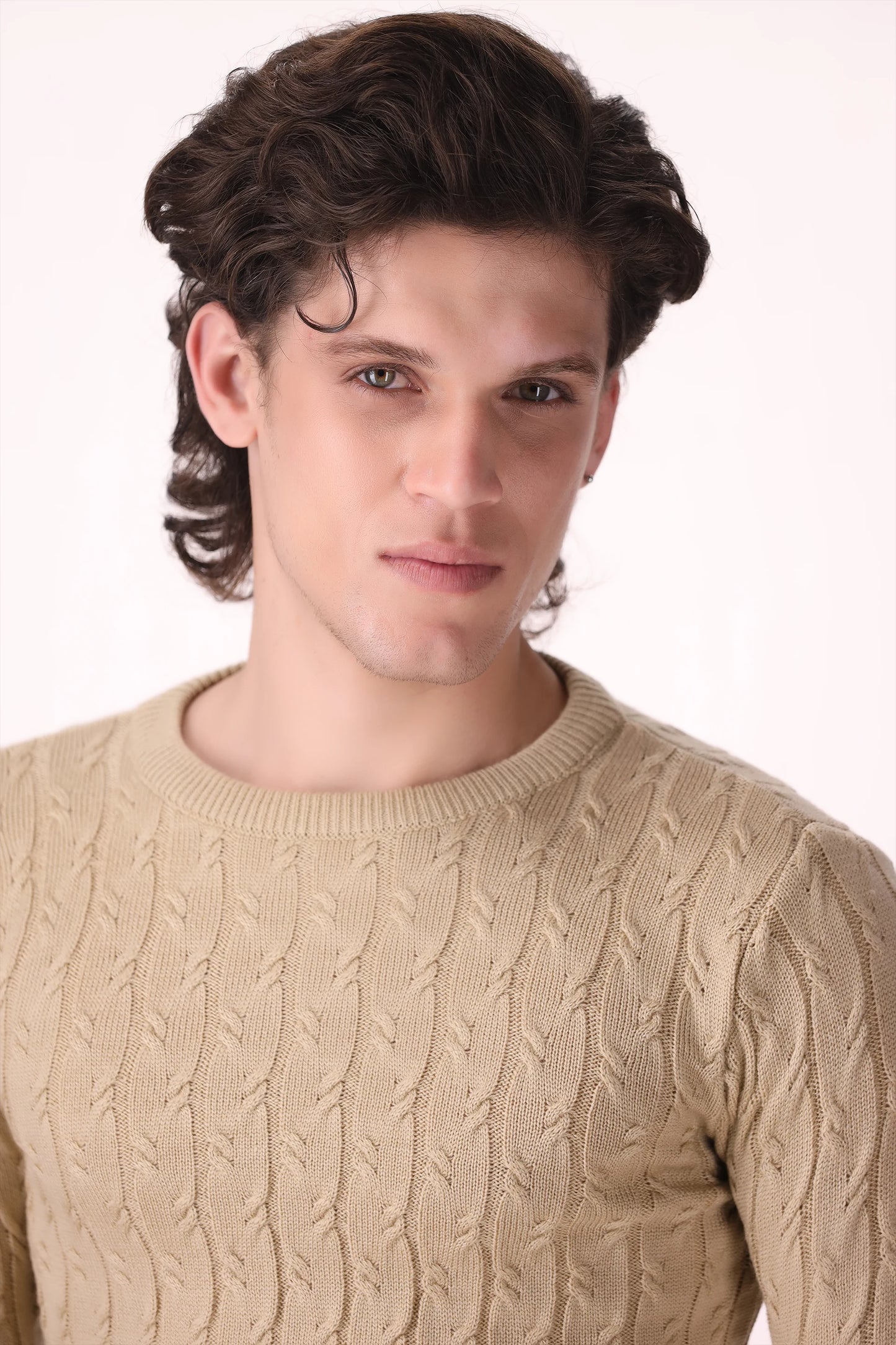 Cable Knit Acrylic Sweater Luxury Men Sweater COUGAR (MEN OLD MONEY W24)