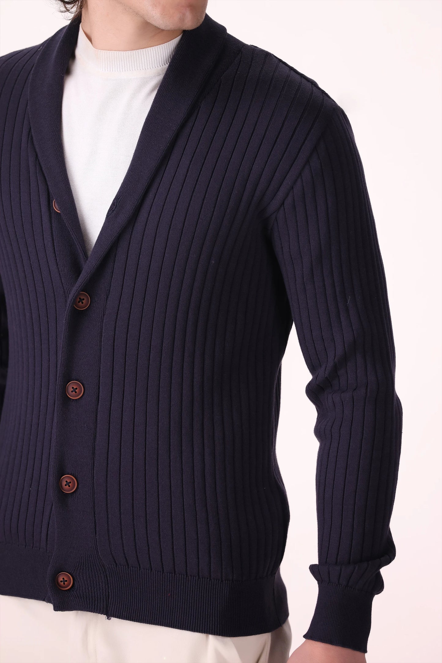 Shawl Neck Button-Down Cardigan Luxury Men Sweater COUGAR (MEN OLD MONEY W24)