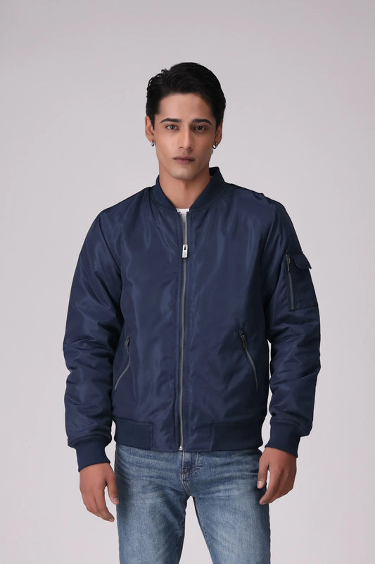 Bomber Jacket With Zipper Pockets Men Jacket Winter 2024 Knit Story COUGAR- (Men Winter 2024) M NAVY Men