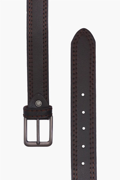 Coffee Double Stitch Belt - Cougar Clothing