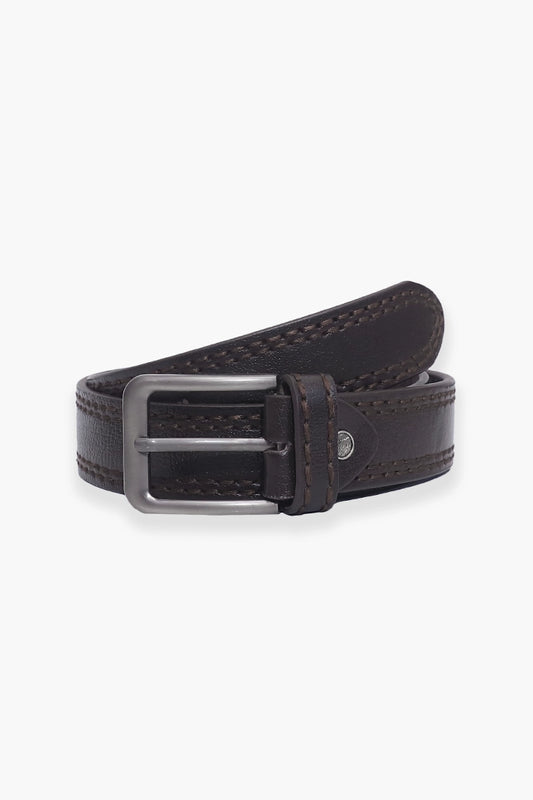 Coffee Double Stitch Belt Men Leather Belt Summer V-3 2024 BACKDROP COUGAR C (V-3 2024) FSZ Coffee 