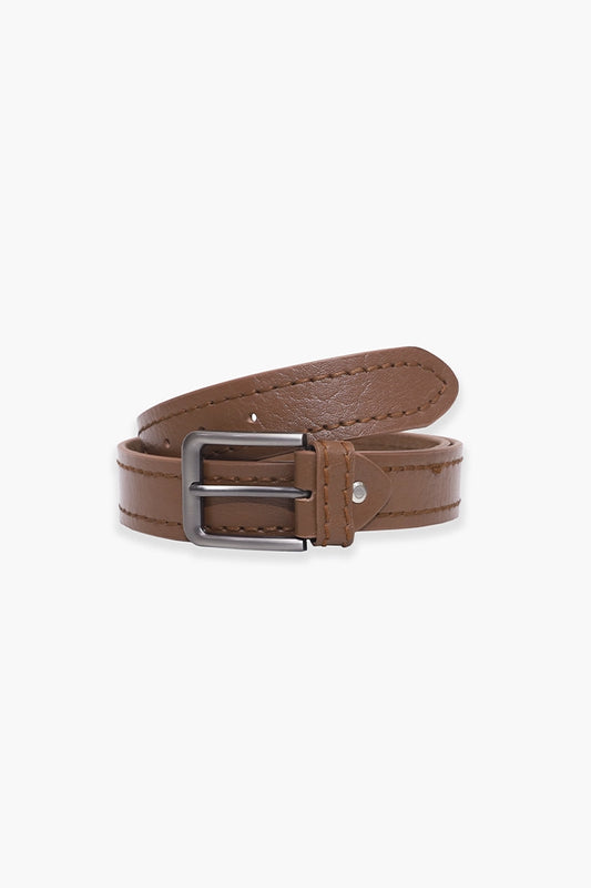 Brown Single Stitch Leather Belt Men Leather Belt Summer V-3 2024 BACKDROP COUGAR C (V-3 2024) FSZ Brown 