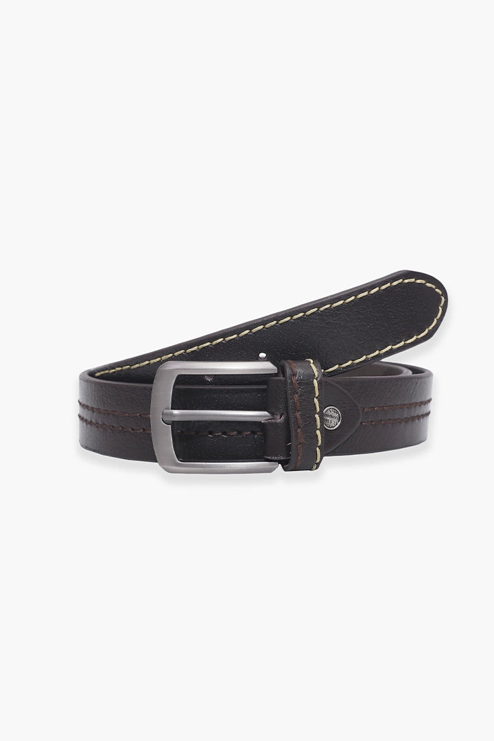 Chocolate Contrast Stitch Belt - Cougar Clothing