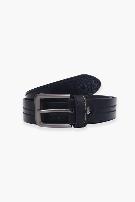 Black Stitch Detail Belt Men Leather Belt Summer V-3 2024 BACKDROP COUGAR C (V-3 2024) FSZ Black 