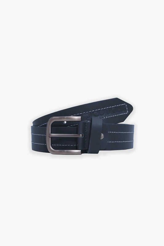 Blue Contrast Stitched Leather Belt Men Leather Belt Fall 2024 COUGAR C (Fall 2024) FSZ Blue 