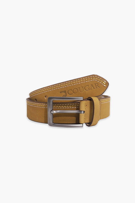 Triple Stitched Tan Leather Belt Men Leather Belt Fall 2024 COUGAR C (Fall 2024) FSZ Tan 