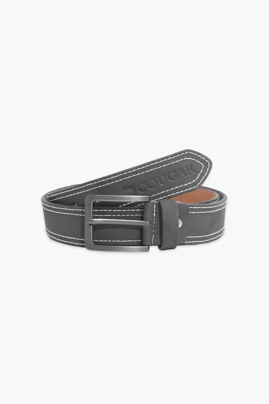 Double Stitch Leather Belt Men Leather Belt Fall 2024 COUGAR C (Fall 2024) FSZ Grey 