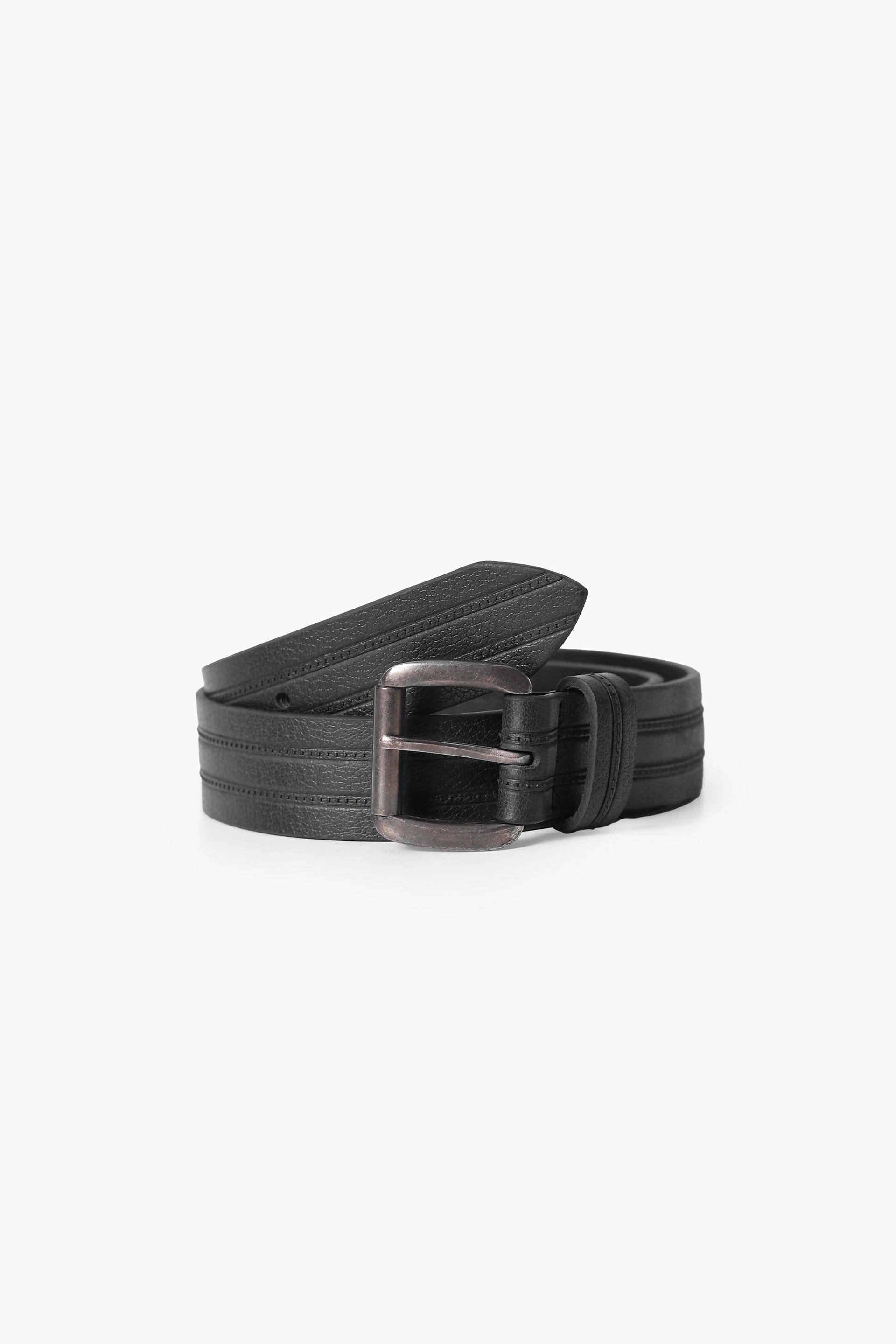 Striped Embossed Leather Belt Men Leather Belt Fall 2024 COUGAR C (Fall 2024) FSZ Black 