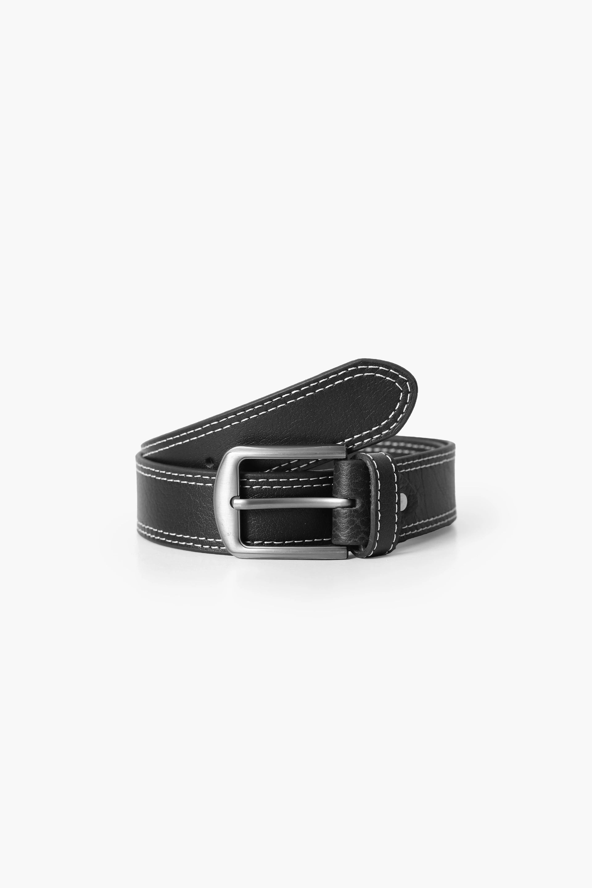 Double Stitch Leather Belt Men Leather Belt Fall 2024 COUGAR C (Fall 2024) FSZ Black 