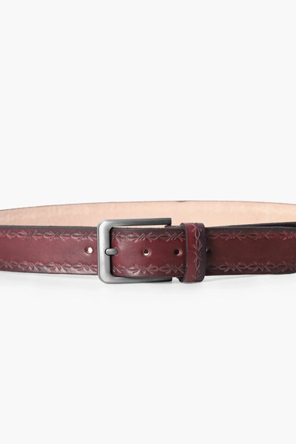 Floral Embossed Leather Belt Men Leather Belt Fall 2024 COUGAR C (Fall 2024)   