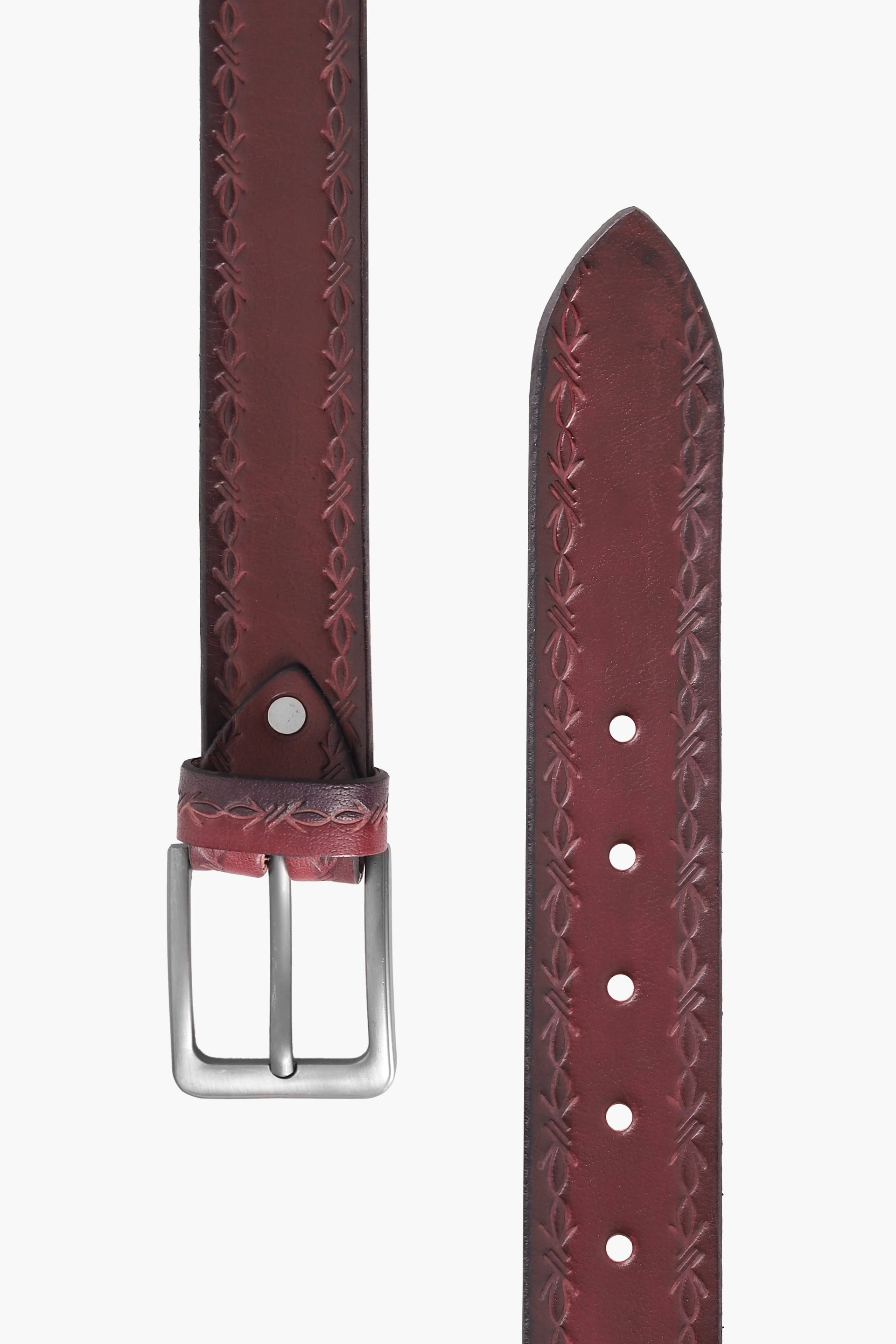 Floral Embossed Leather Belt Men Leather Belt Fall 2024 COUGAR C (Fall 2024)   