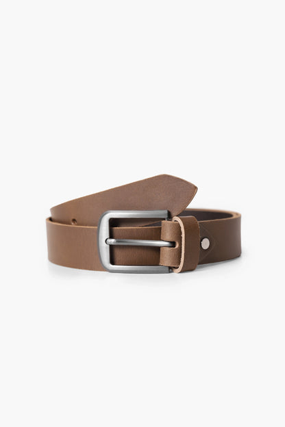 Metallic Buckle Leather Belt Men Leather Belt Fall 2024 COUGAR C (Fall 2024) FSZ Brown 