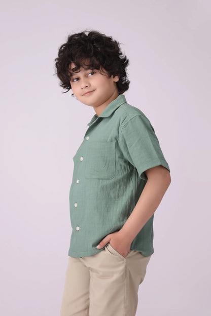 Resort Collar Shirt Boy Shirt COUGAR (S V-1 2025) 5-6 Y Green Boy