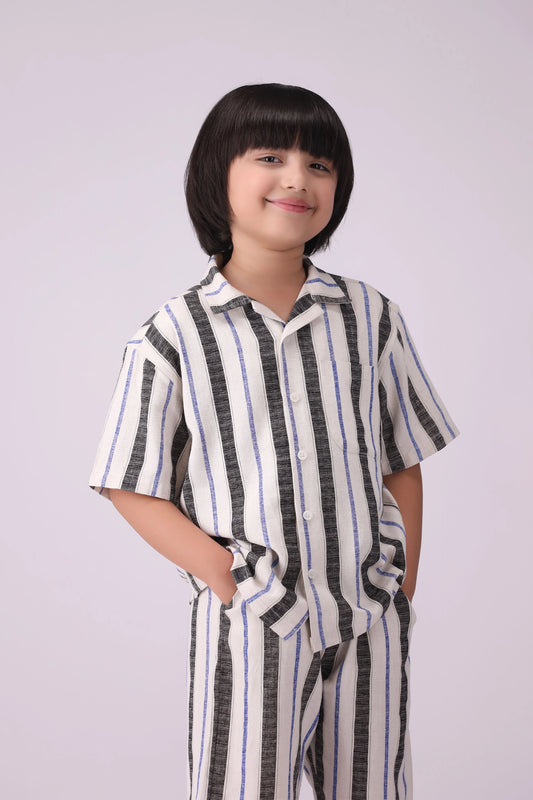 Striped Shirt With Patch Pocket Boy Shirt COUGAR (S V-1 2025) 5-6 Y Skin Black Boy