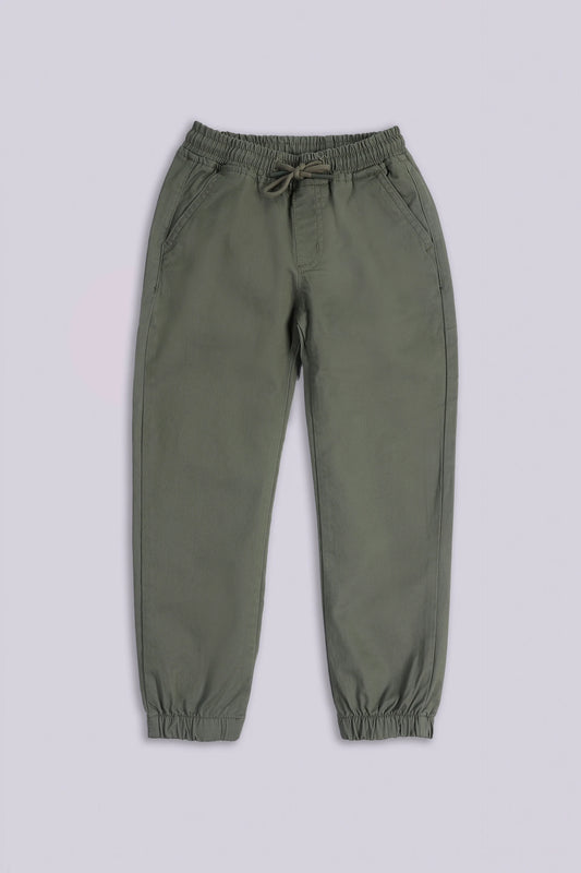 Twill Jogger Pants Boy Trouser Fall 2024 COUGAR- (Boy Junior Fall 2024) 5-6 Y Olive Boy