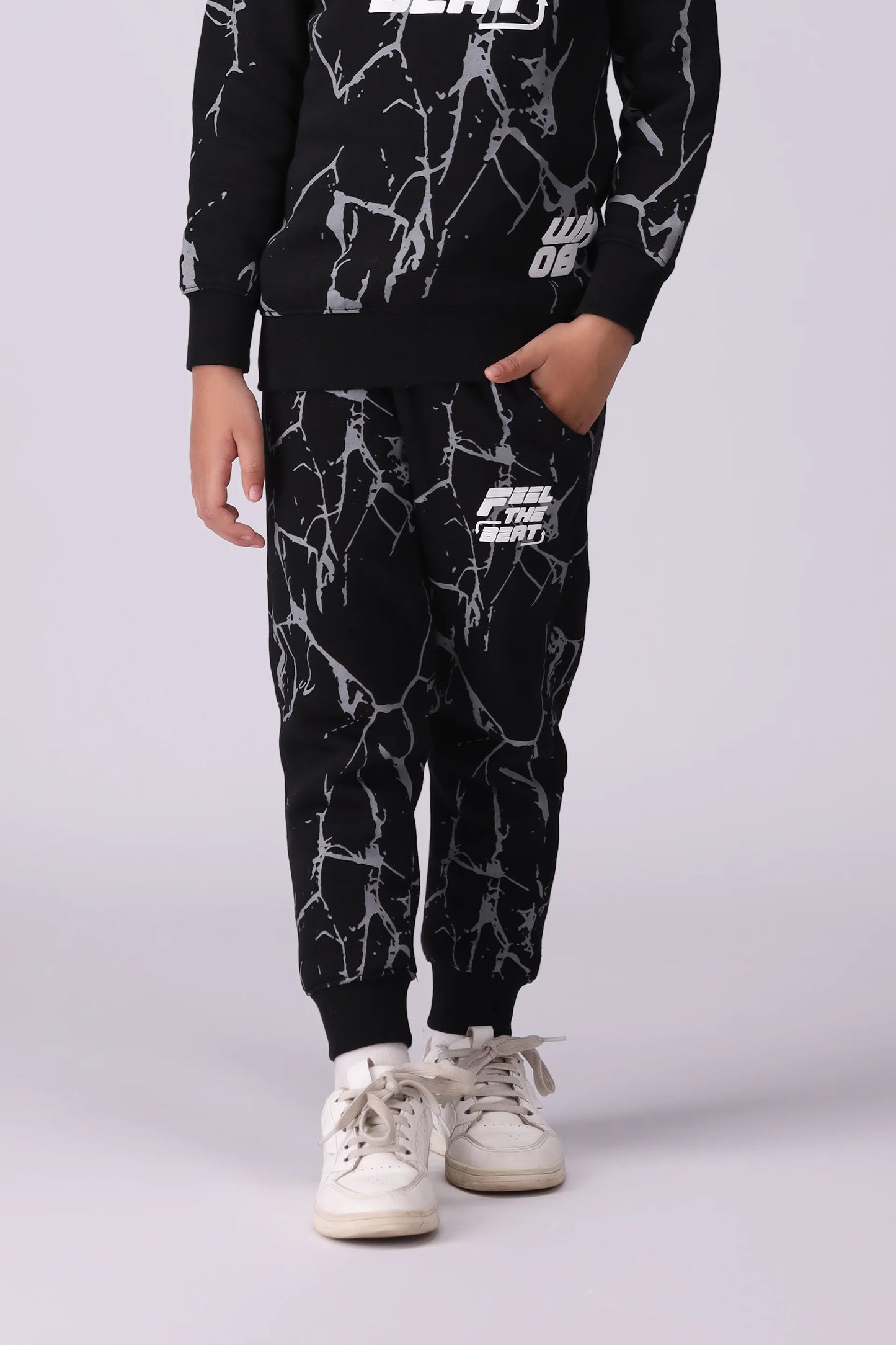 Abstract Printed Scripted Jogger Pants