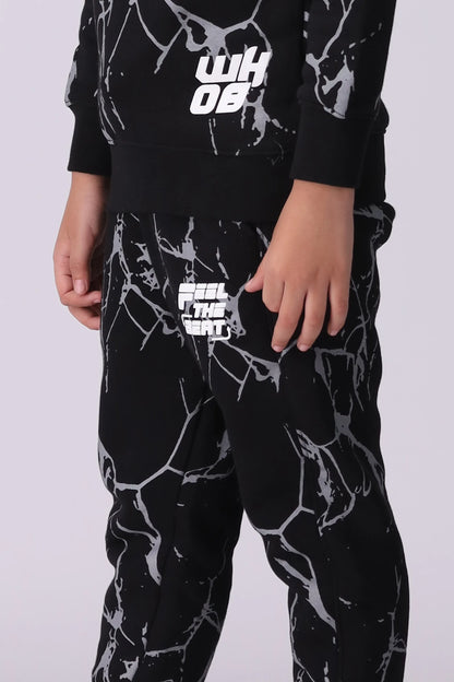 Abstract Printed Scripted Jogger Pants