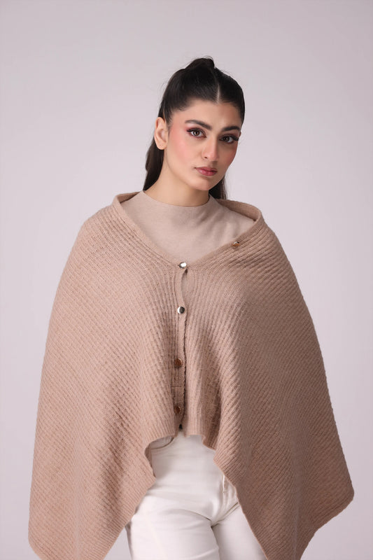 Knitted Shawl With Buttons Women Cap Shawl Winter 2024 Knit Story COUGAR- (Women Winter 2024)